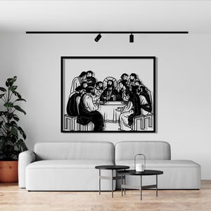 Jesus Last Supper Metal Wall Art – Christian Religious Decor – Leonardo Da Vinci Inspired Artwork – Metal Wall Hanging for Home