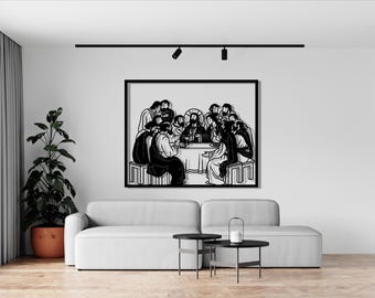 Jesus Last Supper Metal Wall Art – Christian Religious Decor – Leonardo Da Vinci Inspired Artwork – Metal Wall Hanging for Home