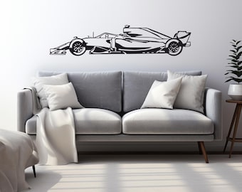 Metal Wall Art Formule 1 racewagen – F1 Motorsport zwart metalen sculptuur | Moderne automuurdecoratie voor garage, kantoor en mancave