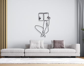 Arte lineal minimalista, decoración de pared de metal, arte de pared de metal, adornos de pared para el hogar, arte geométrico de pared, decoración de metal para el hogar