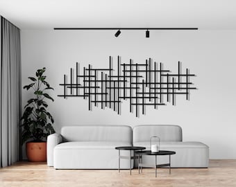 Modern Luxury Metal Wall Decor, Mid Century Wall Art, Abstract Metal Wall Sculpture, Above Bed Decor, Living Room Decor, Geometric Wall Art