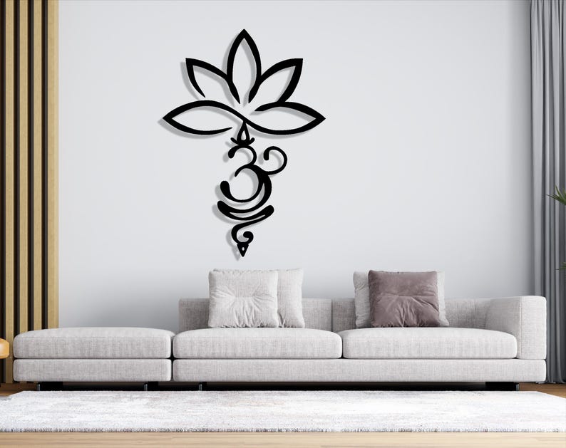 Lotus and Om Symbol Metal Wall Art, House Decor, Boho Home Decor ...