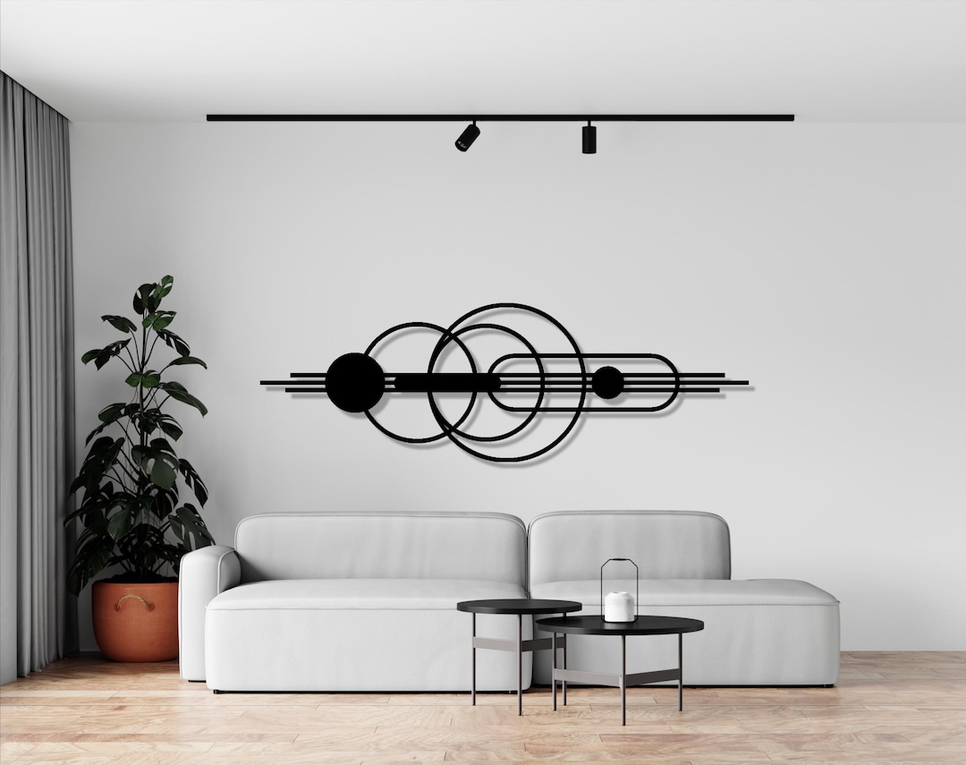 Abstract Orbit Line Metal Wall Art – Modern Minimalist Black Metal ...