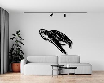 Sea Turtle Metal Wall Art, Turtle Wall Decor, Coastal Nautical Wall Hanging, Caretta Caretta Wall Art, Beach House Wall Art