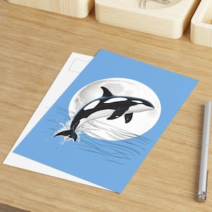 Set di cartoline artistiche con balene, biglietti di auguri per gli amanti dell'oceano, opere d'arte uniche per gli amanti della natura, perfette come regali, decorazioni per la casa, orca nel mare