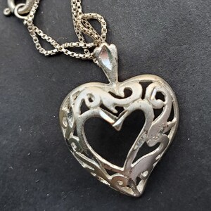 Vintage Heart Necklace Sterling silver very light weight