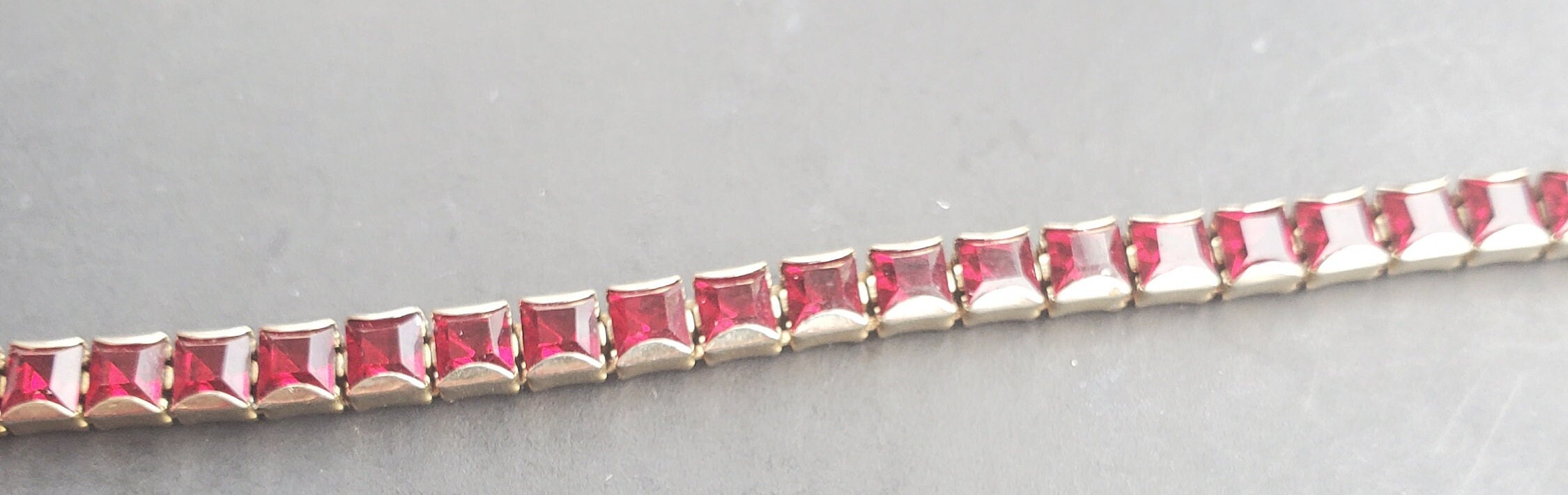 Vintage Red Glass Multi Stone Bracelet - Etsy