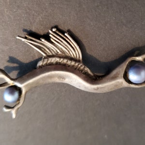 Vintage Genuine Cultured Black Real pearl sterling silver pin/ brooch