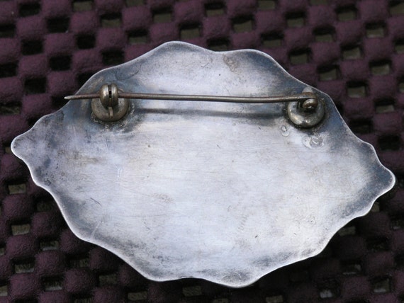 Antique 1920s Agate Sterling Brooch  pin Art Nouv… - image 2