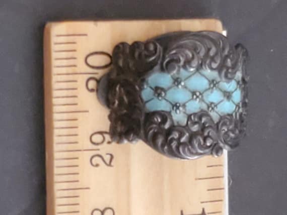 Sterling FRENCH Enamel Fur / Dress Clip Antique /… - image 2