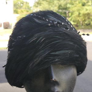 Vintage Christian Dior Black Feather Hat 1950&#39;s