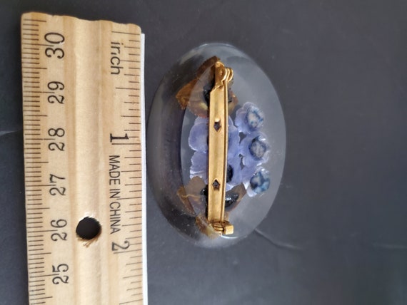 Vintage Blue Flower lucite  pin 1950's - image 2