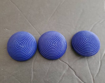 vintage Blue Glass BUTTONS HUGE jeu de boutons de 3