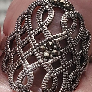Vintage Marcasite Ring Sterling silver size 7