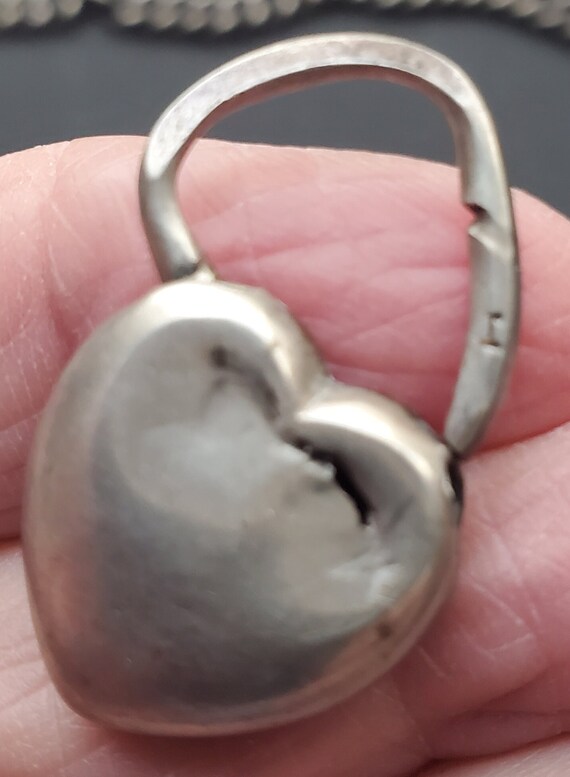 Vintage Sterling Silver Heart Lock and Key bracel… - image 2