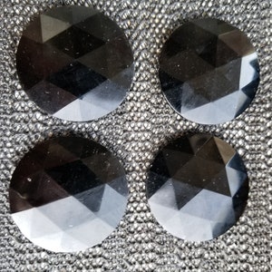 Vintage Black JET Glass  BUTTONS  HUGE buttons set of 4
