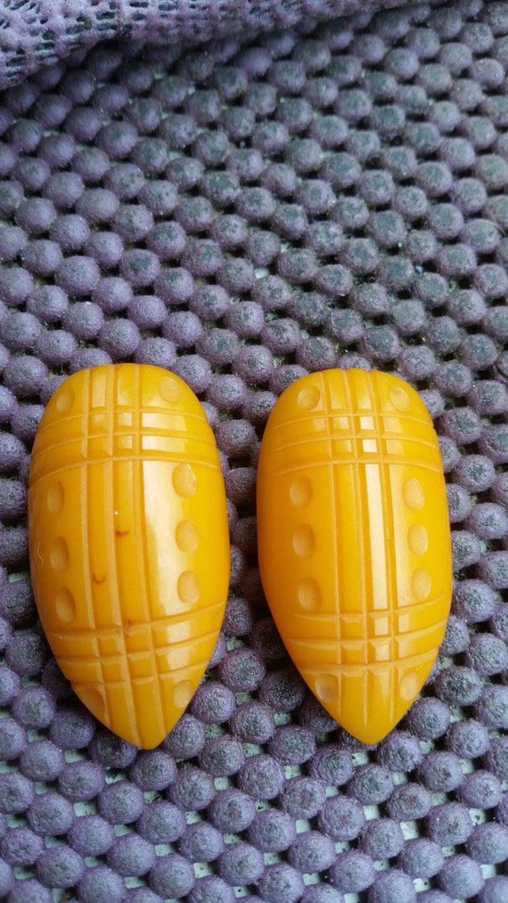 Bakelite Dress Clips pair signed made in USA