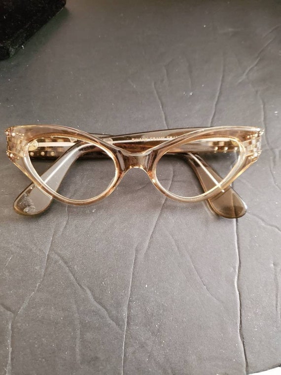 Vintage Cat Eyeglasses Frames Modernist deco Fran… - image 1