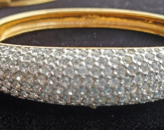 Fabulous gold plated with Diamond Rhinestones  bangle bracelet Signed S.A.L.