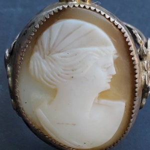 VIntage Kamee Blume Ring Sterling signiert Sterling