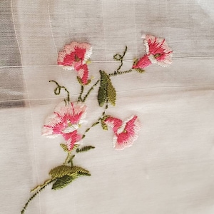 Vintage Pink Embroided Flower handkerchief Vintage  hanky never used