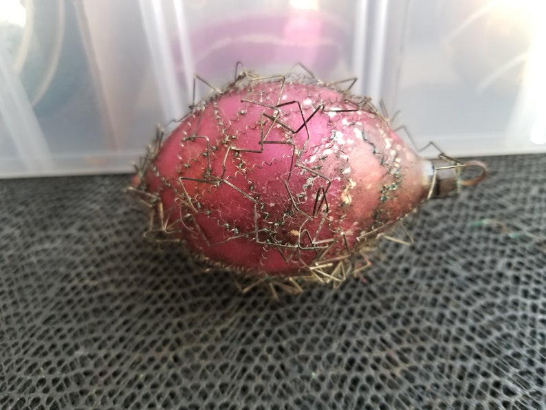vintage ANTIQUE Christmas glass silver wapped ornaments silver tinsel made in GERMANY