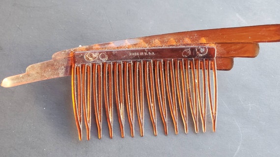 Vintage Hair comb Rhinestones, Pearls  Made in th… - image 4