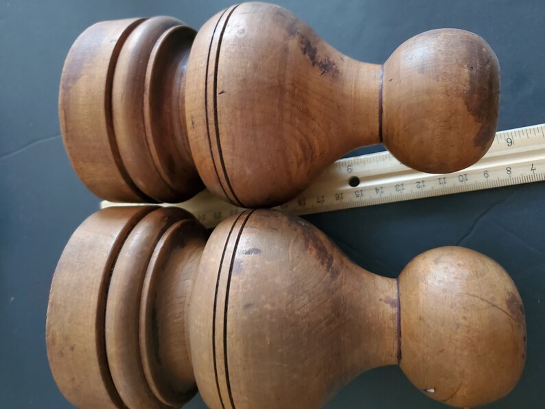 Antique Hand Carved Wooden Knob Bed Furiture Ornaments Set of Etsy