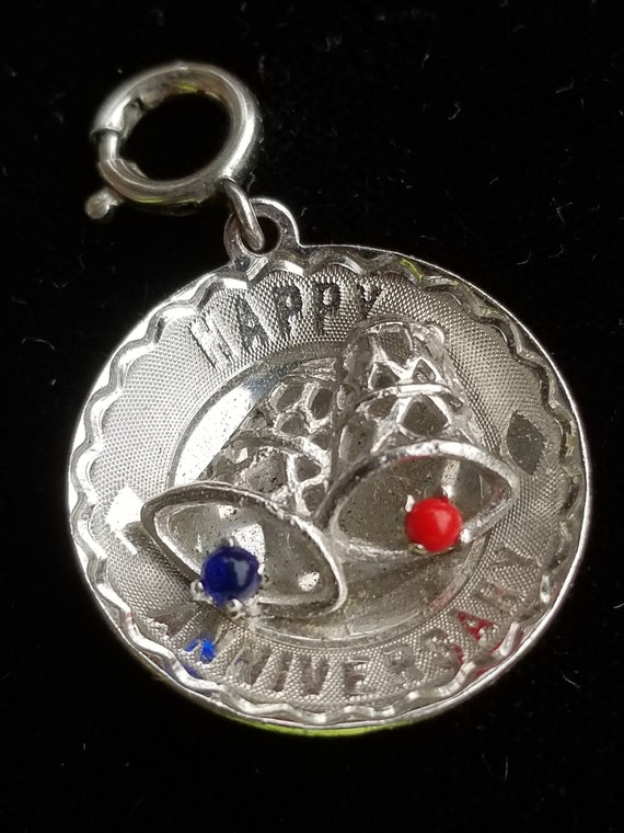 Vintage HAPPY ANNIVERSARY Charm Sterling silver ma