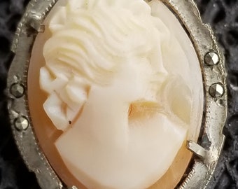 VIntage 800 argent Cameo Collier / PIN