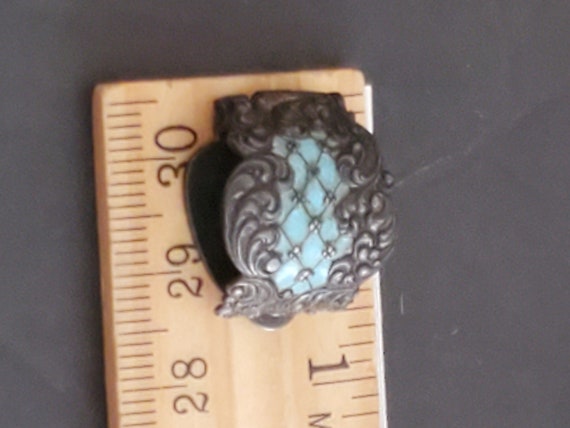 Sterling FRENCH Enamel Fur / Dress Clip Antique /… - image 1