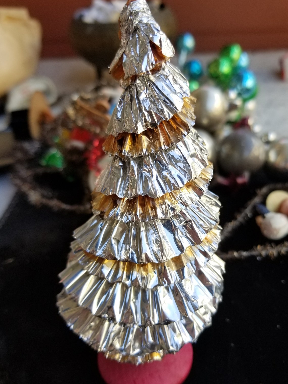 Vintage Christmas silver and gold foil tree 1960's | Etsy