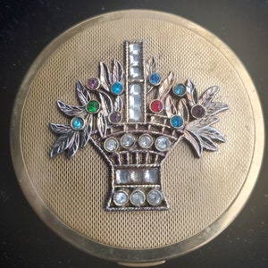 Vintage Art DECO Gold-Plated Rhinestones Compact