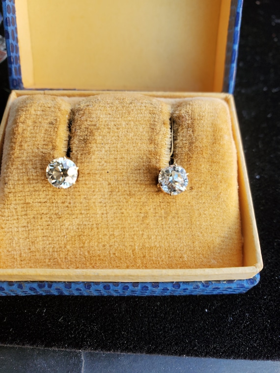 SALE Antique 14k Gold Diamond Earrings 1. 05 total