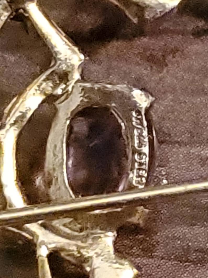 Amethyst Brooch pin signed Sterling Vintage Sterling Pearls