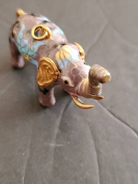 vintage Elephant Enamel Gold Pendant