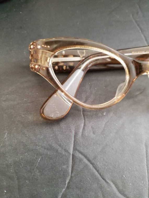 Vintage Cat Eyeglasses Frames Modernist deco Fran… - image 2