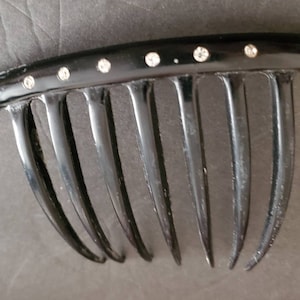 Vintage Black Plastic hair comb Made in France