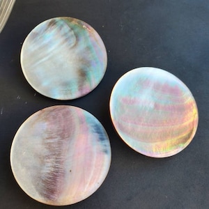 Antique Mother of pearl Black BUTTONS Huge