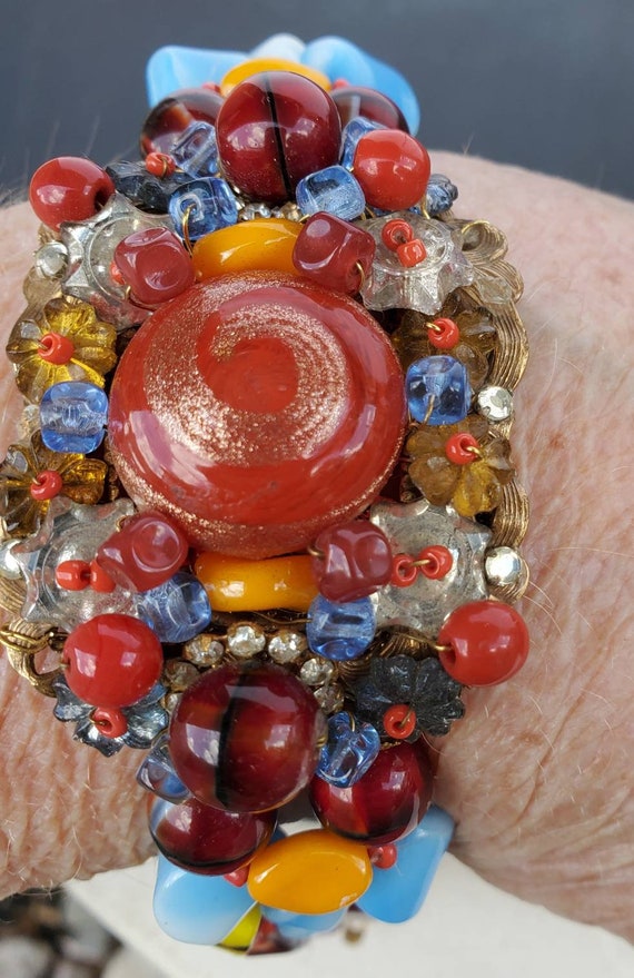 Vintage De MARIO Beaded Bracelet signed - image 1