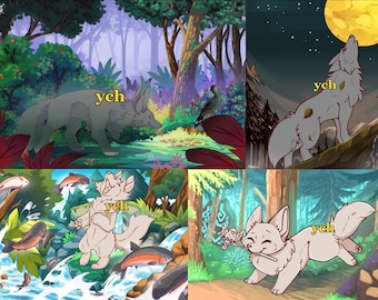 Custom Canine Wolf Fox Coyote YCH Illustration Art Commission Character Sona