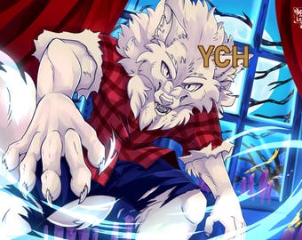 Custom Werewolf YCH Illustration Art Commission Halloween Character Sona