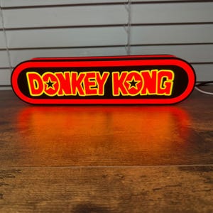Donkey Kong Lit LED Sign | Nintendo | Wall Decor | NES | Retro | video game | Gift for Him | Mancave | computer|  light up signs