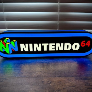 Large Nintendo 64 Lit LED Sign | Nintendo | Wall Decor | NES | Retro | video game | Gift for Him | Mancave | computer|  light up signs