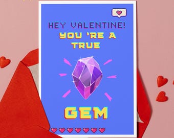 Carte de Saint-Valentin gaming imprimable et modifiable avec Canva, carte de Saint-Valentin parfaite pour petit ami ou mari joueur, carte inspirée d'un jeu vidéo