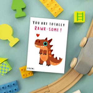 Lot de cartes modifiables pour la Saint-Valentin pour l'école des enfants, carte de la Saint-Valentin dinosaure pour salle de classe imprimable, téléchargement immédiat