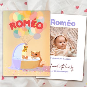Baby Announcement Card, Newborn Photo Card Template, Editable Birth card, Welcome To The World,  Canva Birth Announcement, customizable card