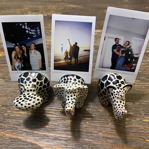 Set of 3 Hand-Carved Soapstone Animal Photo Holders: Kenyan Figurines