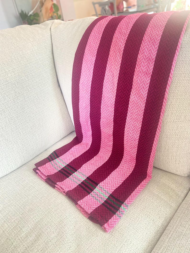 Maasai Shuka Blanket: Traditional African Acrylic Fabric - Shop for a Cause #8 Pink Stripes