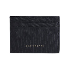 Black Lizard Leather Cardholder, Handmade Calfskin Embossed Lizard Pattern Cardholder For Him and Her, Luxury Leather Cardholders